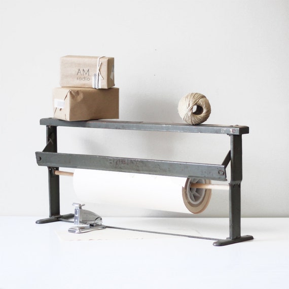 vintage store paper roll cutter / industrial paper holder