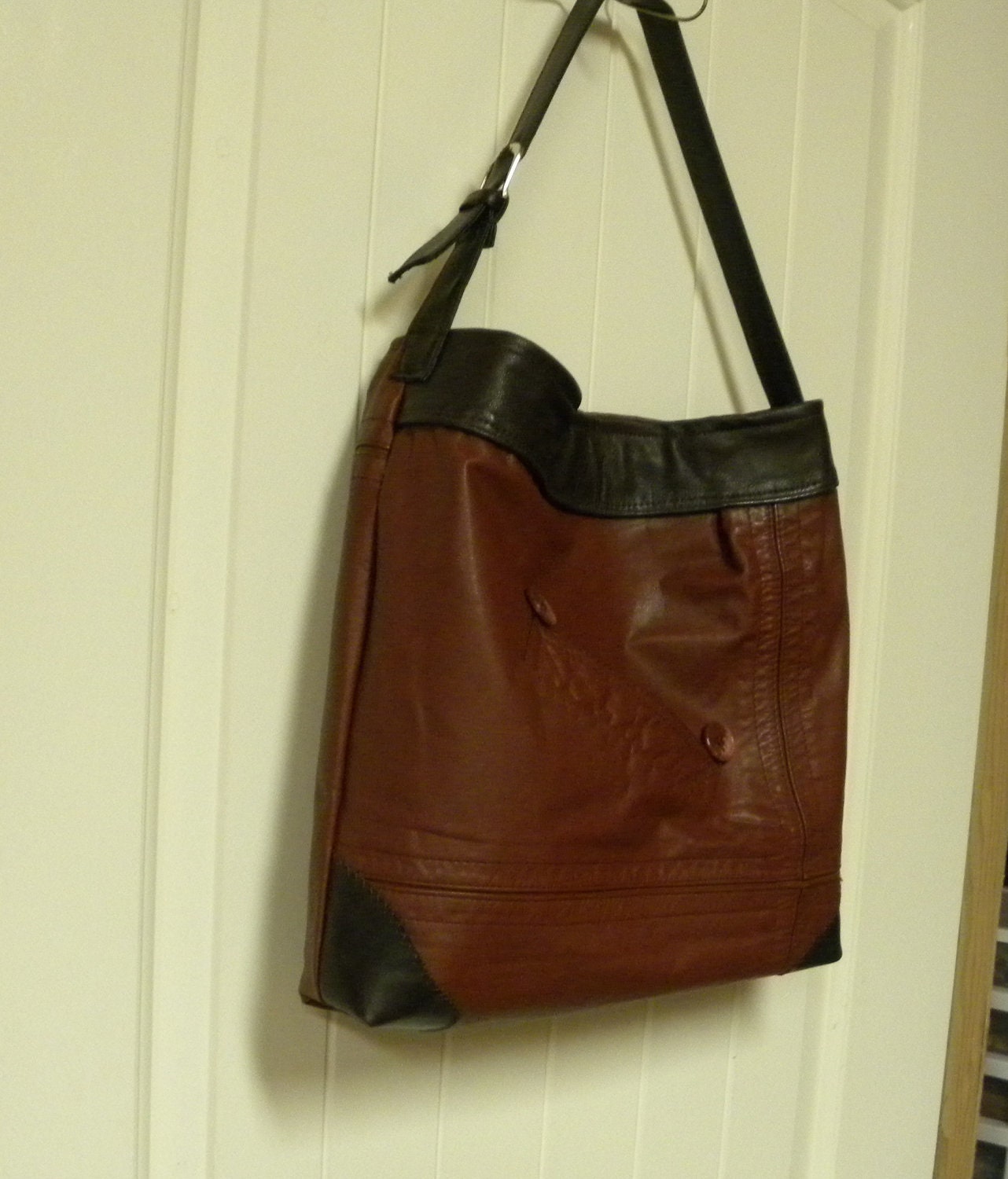 Handmade Rust all weather Leather jacket Handbag Hobo Bag