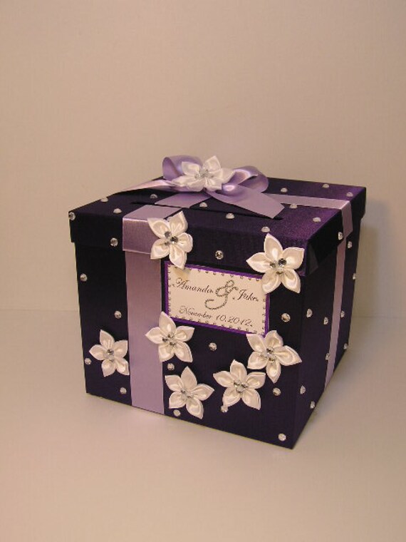 Wedding Card Box Purple and Lavender Gift Card Box Money Box