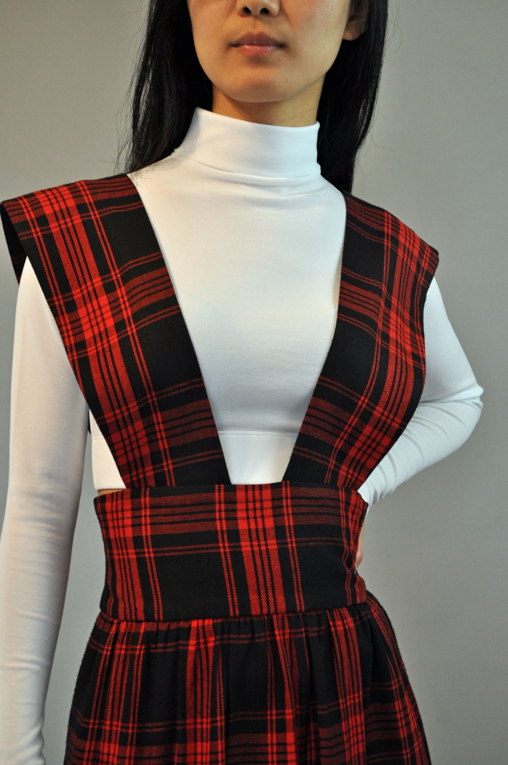 80s Vintage Plaid Jumper Dress Schoolgirl Chic Womens Jumper 2292