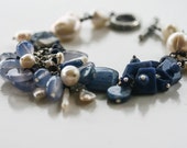 Blue stone and pearl bracelet Charmed at Sea