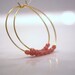 Coral . Beaded Hoops . Pink Faceted Beads . Vermeil Gold Hoop Earrings . Gold Jewelry