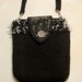 Purse in black felted wool - lined with zipper pockets