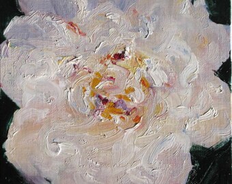 Center Of Attention. Framed 8 x 8 (20 x 20 cm) original oil painting on canvas board. Yvonne Wagner. Peony Painting. Free Shipping to USA.