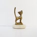 Vintage Brass Cat with Marble Base Paperweight or Ring Holder Figurine