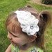 White Flower Headband, Snow White Satin Flower w/ Crystal Headband or Hair Clip, Baptism, Wedding, The Olivia, Baby Child Girls Headband