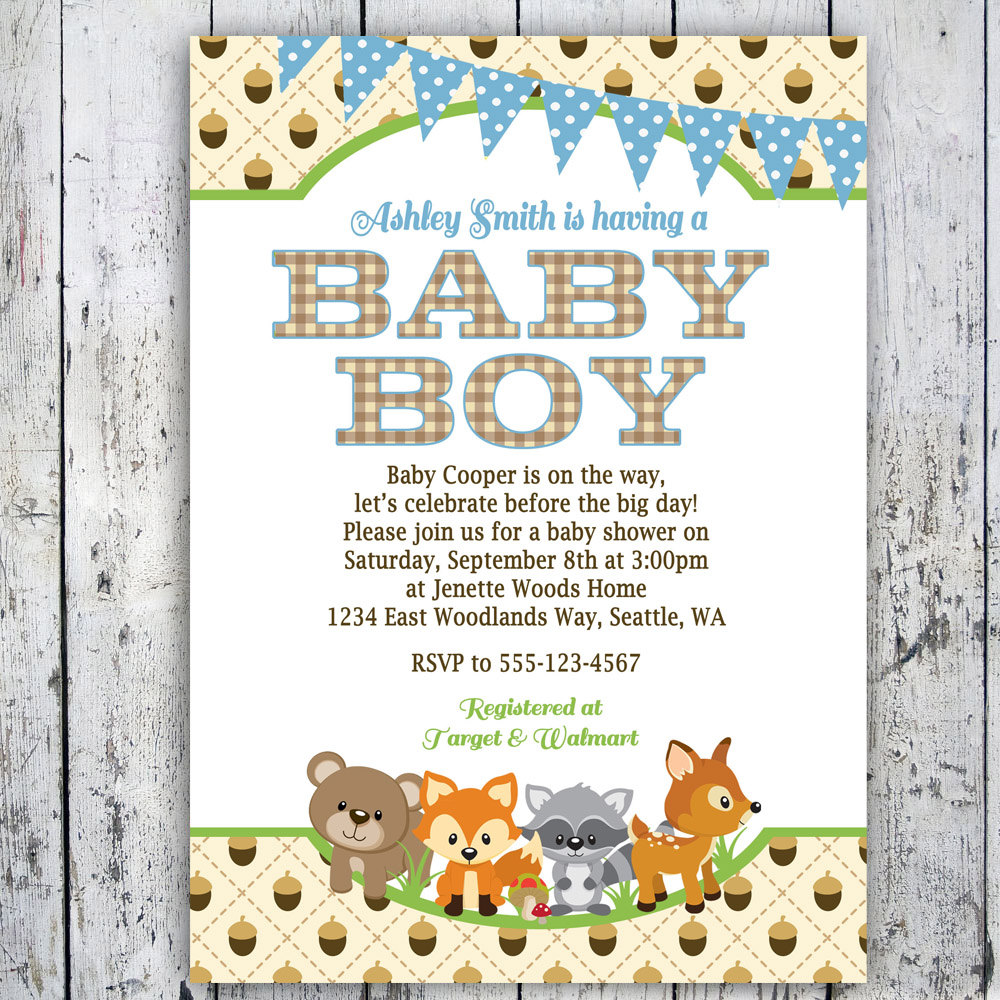 Woodland Themed Baby Shower Invitations 3