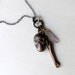RESERVED Copper Skull Bones Necklace Amethyst Crystal Halloween Assemblage Pendant Raw Artisan Handmade
