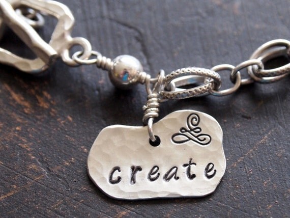 Word Charm Bracelet CREATE Charm Bracelet by FleurDesignsJewelry