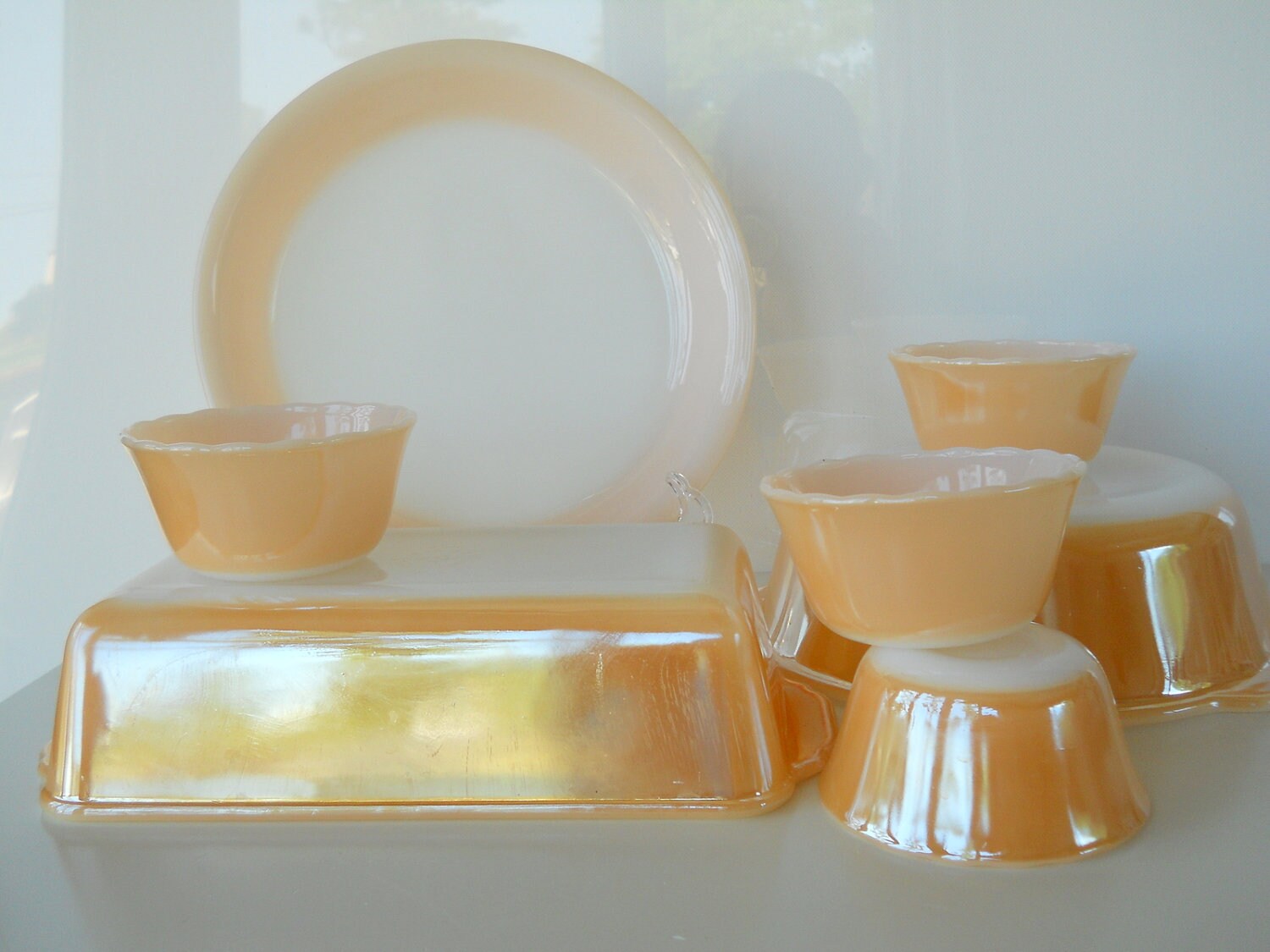 RESERVED Vintage Fire King Copper Tint Ovenware Set