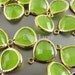 5064G-PEO-MED (2 pcs) Medium- Peridot Opal / Gold Faceted tear drop glass pendants