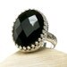Sterling Silver Black Onyx, Power Ring, Big Stone, Faceted Cut, Handmade Jewelry-made to order in your size