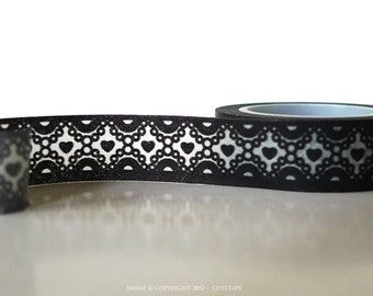 Chugoku Washi Tape Black Pearl Hearts