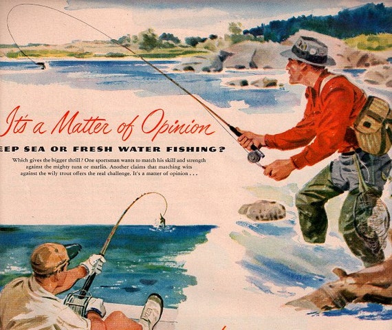 vintage fly fishing 1950 advertisement texaco