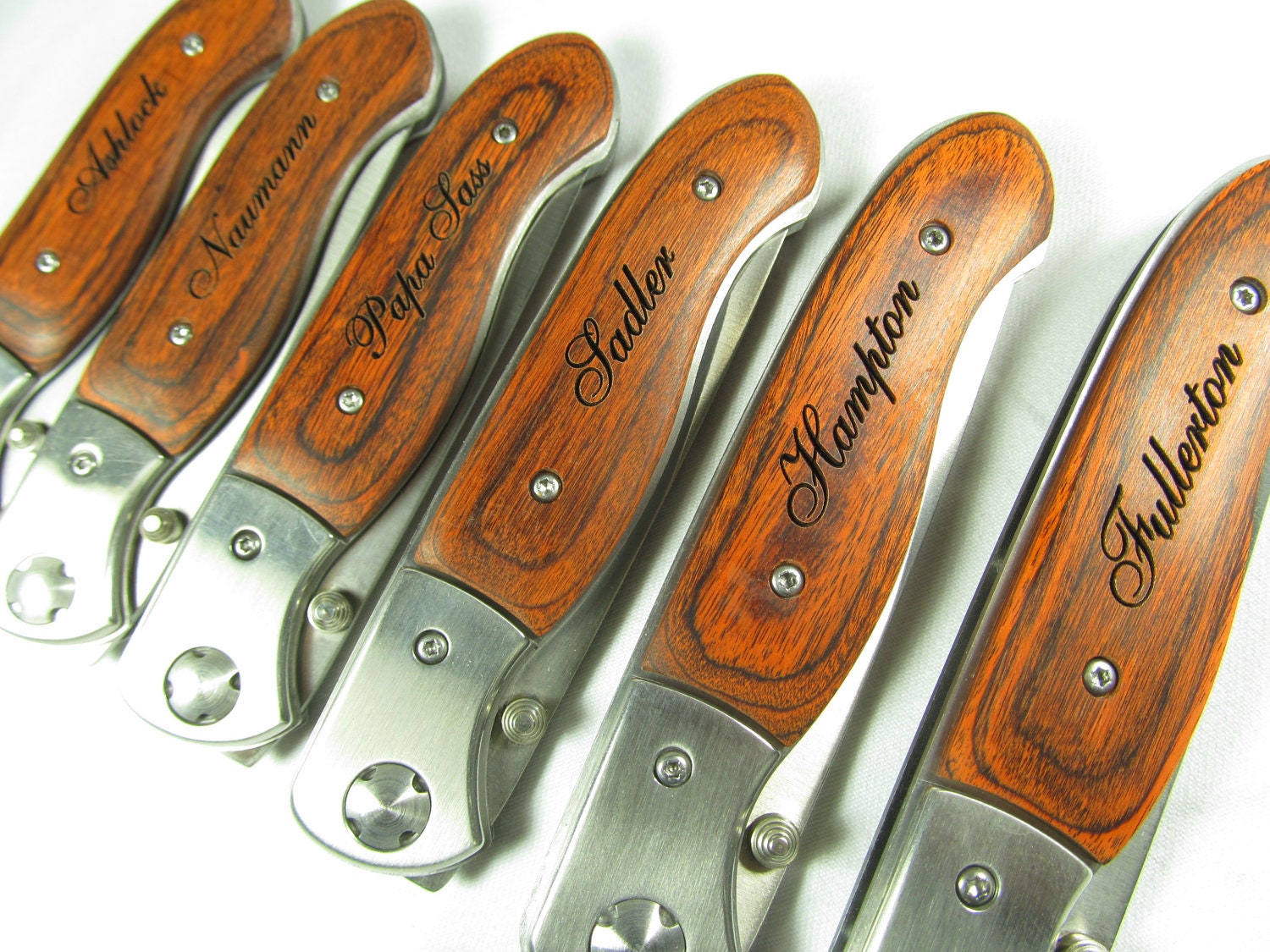 Groomsmen Knives 6 Engraved Knives Serrated Engraved