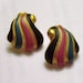 vintage striped gold tone pierced earrings