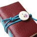 Wee Chunky Book - Handmade Porcelain Button - Ruby Red Leather
