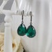 Vintage Glass Earrings Emerald Teardrops