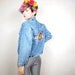 90s Reworked Winnie the Pooh Studded Cropped Jean Jacket (M)