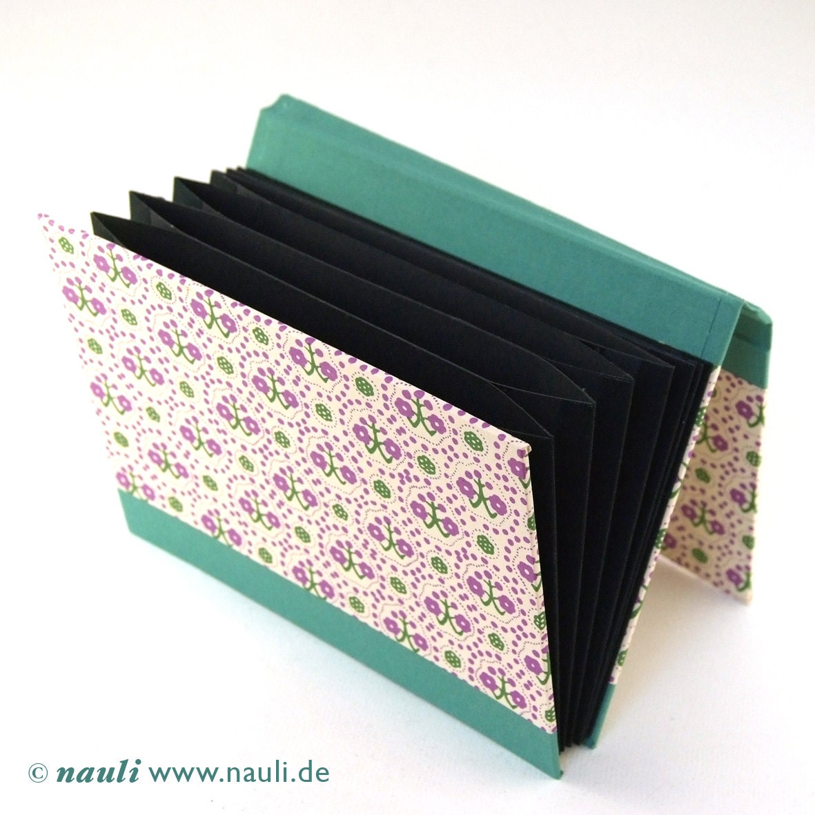 Accordion Folder Memo Pocket Art Deco purple green