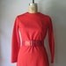 vintage 1960s to 1970s dress / red coral polyester aline patent leather belt career professional