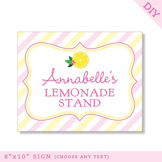 Pink Lemonade Party Personalized DIY printable sign