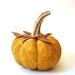 Halloween pumpkin orange mustard cotton and felt, real stem, autumn decor, thanksgiving primitive