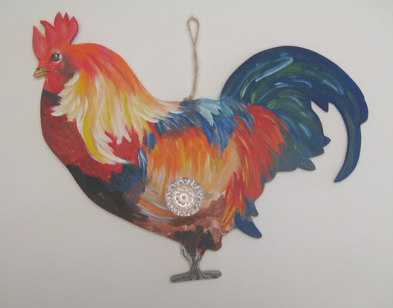 A Hand Painted Colorful Wooden Rooster With One Crystal Hook   Il Fullxfull.379309910 Niss 