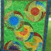 Wildflower Quilt - Colorful Blue Gold and Red Quilted Abstract Wildflower Wallhanging 36"x45"  Machine Quilted