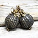 Gray Embosed Lucite Bead Earrings - A.683