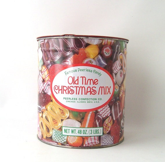 Items similar to vintage candy tin peerless old time christmas mix hard ...