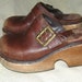 Vintage MIA Leather Wood Clogs Brown size 8