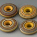 Southwest Discs - (4) Handmade Lampwork Beads - Squash, Pistachio - Etched, Matte