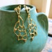 Anne Dick Earrings Bronze Vintage 1970s Modernist Openwork Webs or Wings Signature Ball Topped U Shaped Links Original Hang Tag Stunning
