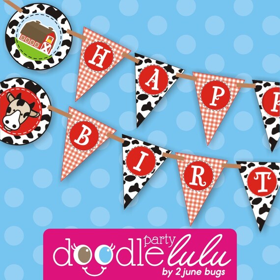 Farm Birthday Party Banner Farm Birthday Party Decorations Barnyard Birthday Party Banner