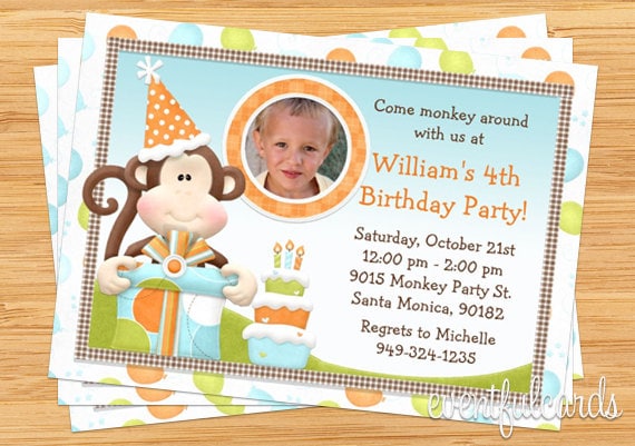 Monkey Birthday Party Invitation Il_570xn