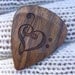 Treble and Bass Clef Heart - Handmade Laser Engraved Exotic Wood Guitar Pick - Caribbean Rosewood