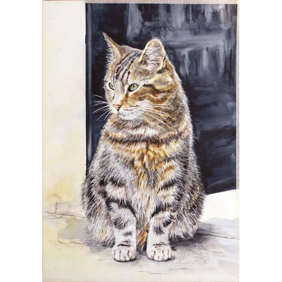 Tabby Cat Signed Print 11.75 x 8.25 inches from My Original