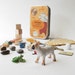 Children's gift set // tiny toys with small dog and frog in a little tin box // a unique gift for imaginative children