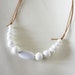 so white - necklace - white stone glass and resin beads with waxed cotton - minimal spring summer modern
