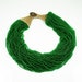 Vintage Torsade Necklace India Artisan Green Glass Trade Bead Jewelry