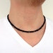 Rocker black necklace glass grey stone hematite unisex men women made to order