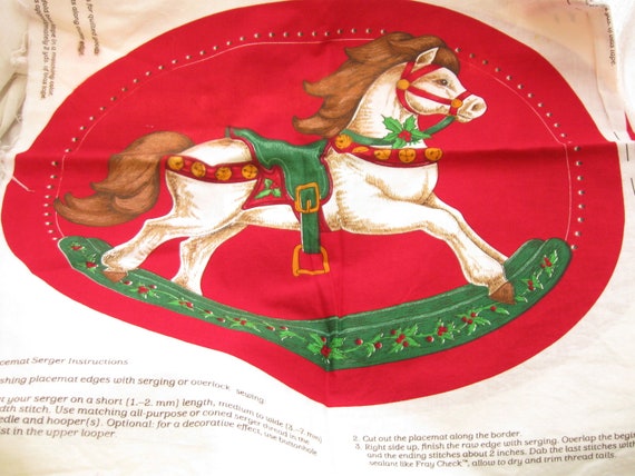 Christmas Rocking Horse Placemat Fabric Panel Cranston Print Works Fabric Destash