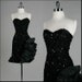 Vintage 1980s Dress . Black . Lace . Sequins . Strapless . XS/S . 1918