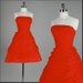 Vintage 1950s Dress . Red Crepe Chiffon . Strapless . Emma Domb . XS/S . 1610