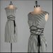 Vintage 1950s Dress . Black . White . Striped . S/M . 1809