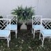 Vintage aluminum faux bamboo set of four chairs and table base
