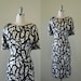 RESERVED Vintage 1960s Dress -- black & white MOD Silk print Batwing Wiggle Dress -- Medium