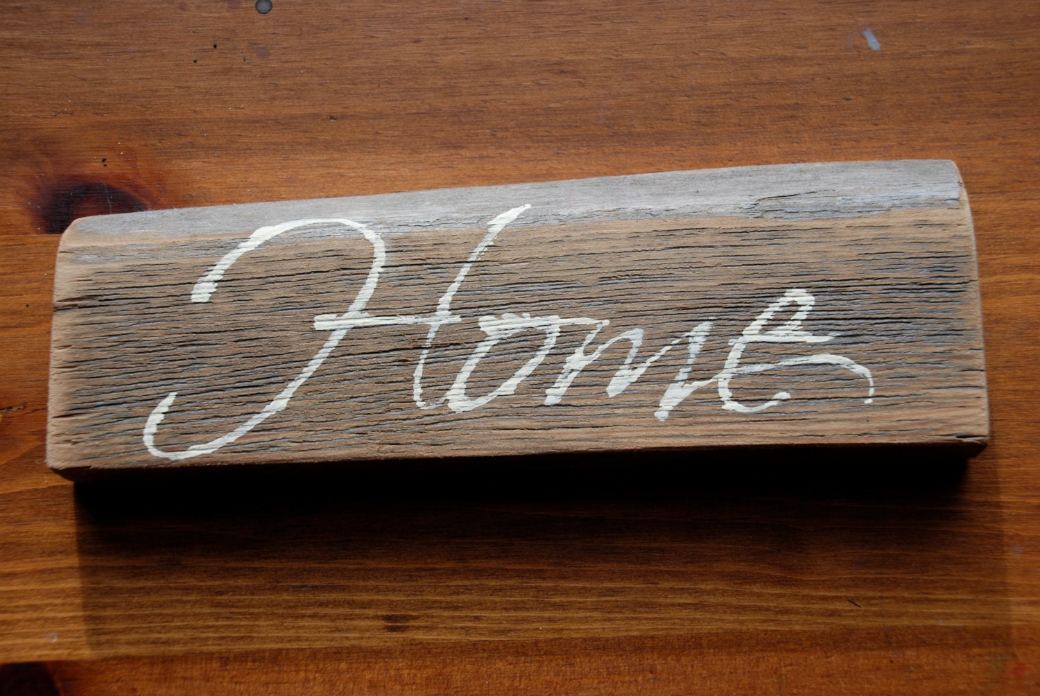Home rustic handpainted wood block sign by sallybarone on Etsy