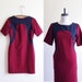 Vintage 1960s Dress / MOD Burgundy and Grey Scooter Dress / Size XS or Small